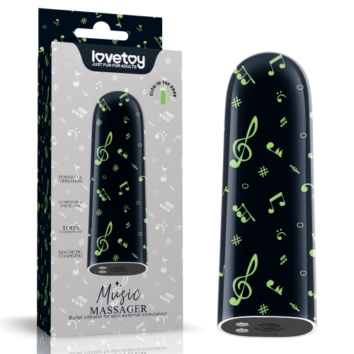 Перезаряжаемый светящийся в темноте мини-вибратор "Music massager"
